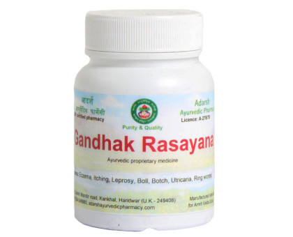 Gandhak Rasayana Adarsh Ayurvedic, 40 grams ~ 100 tablets