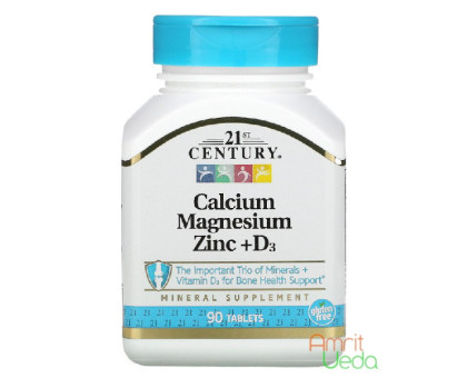 Calcium Magnesium Zinc + D3 21st Century, 90 tabletek