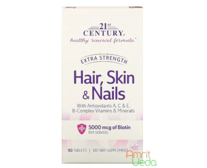 Hair, skin & nails Extra strength 21st Century, 90 tabletek