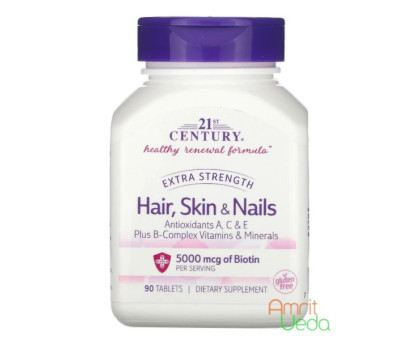 Hair, skin & nails Extra strength 21st Century, 90 tabletek