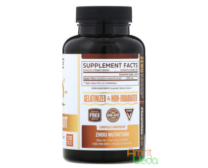 Peruvian Maca 1000 mg Zhou Nutrition, 120 kapsułki