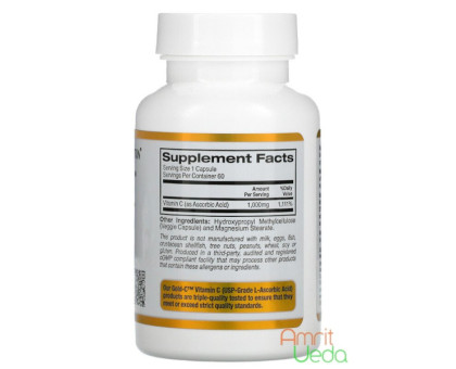 Vitamin C Gold Buffered 750 mg California Gold Nutrition, 60 kapsułki