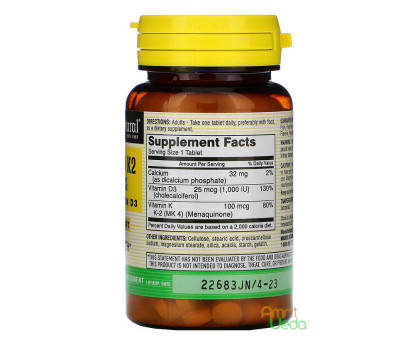 Vitamin K2 plus D3 Mason Natural, 100 tabletek