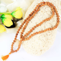 Rosary (mala) from white 
 rudraksha, 108 beads