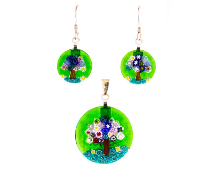 Pendant plus earrings Murano